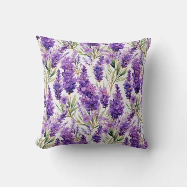 Elegant Lavender Flowers Cushion (Front)