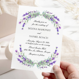 Elegant Lavender Flowers Violet Wedding Invitation