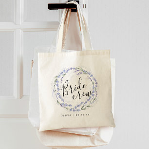 Elegant Lavender Flowers Wreath Bride Crew Tote Bag
