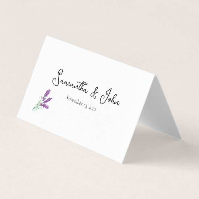 Elegant Lavender Folded Place Card - Customise (Front)