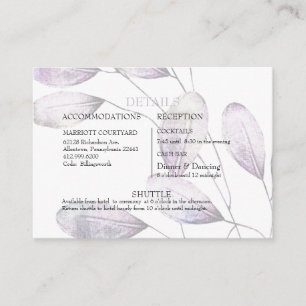 Elegant Lavender Foliag Cash Bar & Shuttle Wedding Enclosure Card