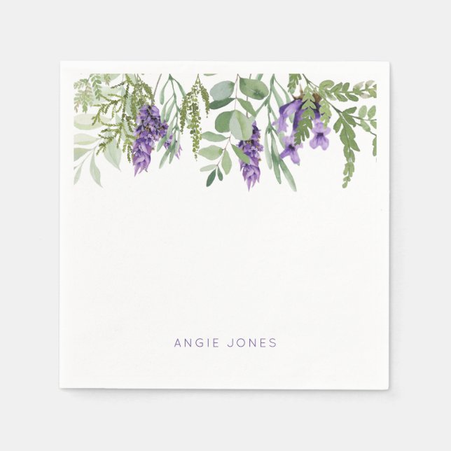 Elegant Lavender Foliage Cocktail  Napkin (Front)