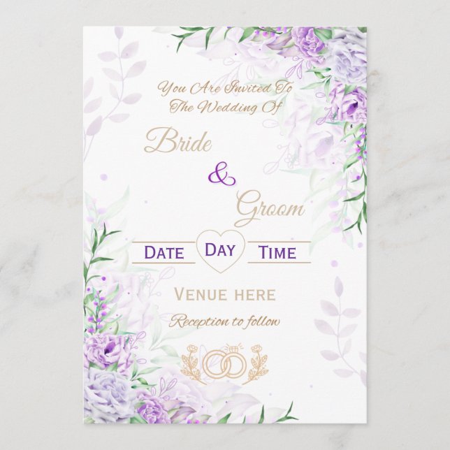 Elegant Lavender Garden Wedding Invite (Front)