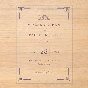Elegant Lavender Geometric Acrylic Invitations