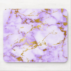 Elegant Lavender Gold Faux Metallic Marble Pattern Mouse Mat