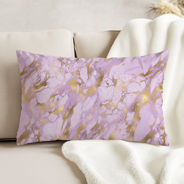 Elegant Lavender Gold Marble Decorative Cushion (Creator Uploaded)