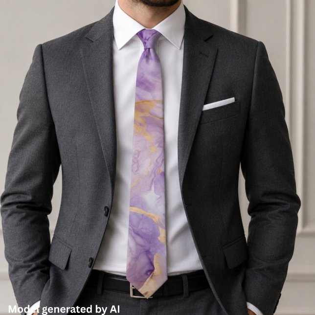 Elegant Lavender Gold Marble Tie (Creator Uploaded)