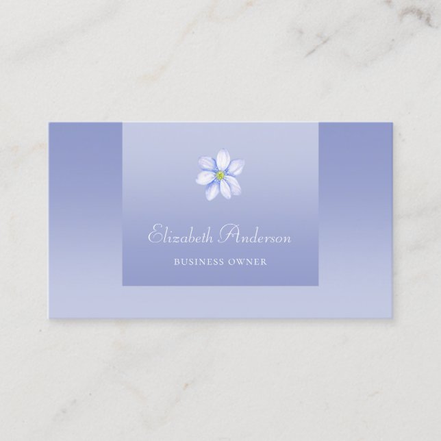 Elegant Lavender Gradient Purple Floral Logo Business Card (Front)