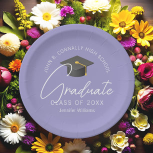 Elegant Lavender Graduate Custom Graduation Party Paper Plate