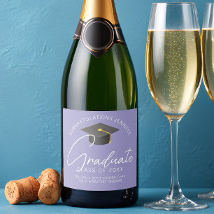 Elegant Lavender Graduate Custom Graduation Party Sparkling Wine Label