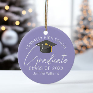 Elegant Lavender Graduation Photo Personalized Ceramic Tree Decoration