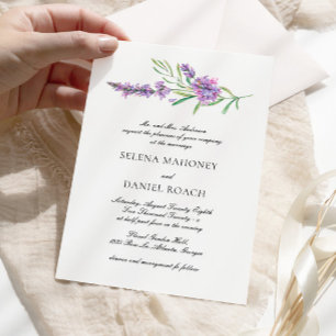 Elegant Lavender Greenery Violet Wedding  Invitation