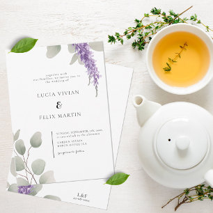 Elegant Lavender Greeny Eucalyptus Leaves Wedding Invitation