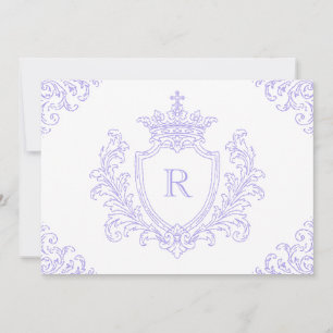 Elegant Lavender Heraldic Crest Monogram Baptism Invitation