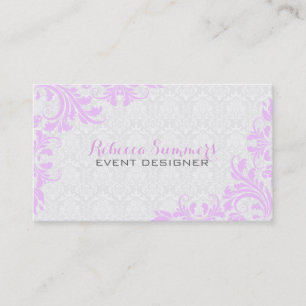 Elegant Lavender Lace White Damasks Business Card