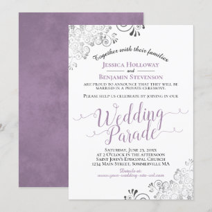 Elegant Lavender & Lacy Grey Wedding Parade Invitation