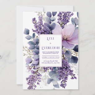 Elegant Lavender Lilac Eucalyptus Watercolor Invitation