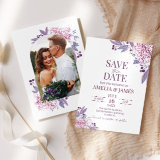 Elegant Lavender Lilac Photo Arch Boho Invitation