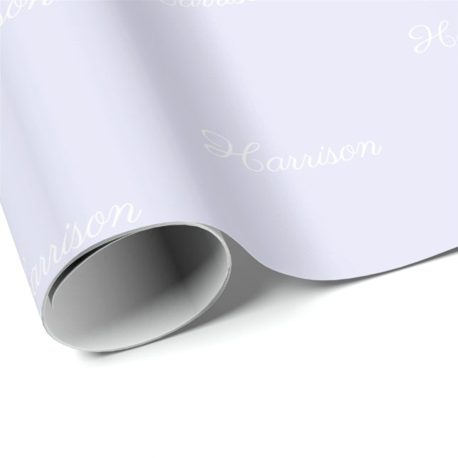 Elegant lavender lilac script custom name birthday wrapping paper (Roll Corner)