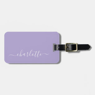 Elegant Lavender Lilac Script Name Personalised   Luggage Tag