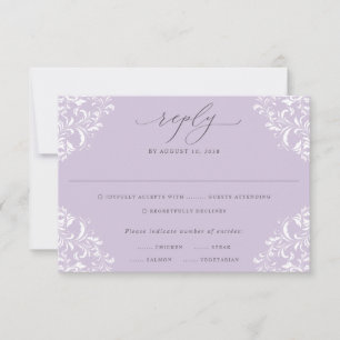 Elegant Lavender Lilac Vintage Classic Wedding RSVP Card