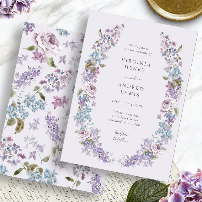 Elegant Lavender Lilac Wedding Invitation (Elegant Lavender Lilac Wedding Invitation by Painted Paperie
)