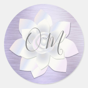 Elegant Lavender Lotus OM Classic Round Sticker