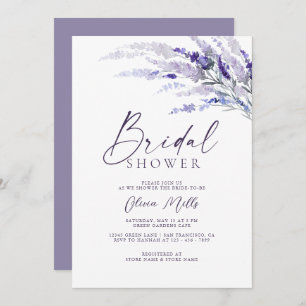 Elegant Lavender Mauve Dusty Purple Bridal Shower Invitation
