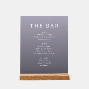 Elegant Lavender Minimalist Bar Menu Acrylic Sign