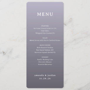 Elegant Lavender Minimalist Menu