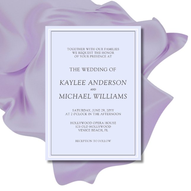 Elegant Lavender Minimalist Wedding Invitation (Creator Uploaded)