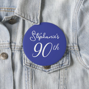 Elegant Lavender Monogram 90th Birthday Party 10 Cm Round Badge