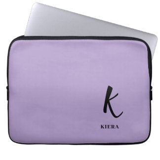 Elegant Lavender Monogram Laptop Sleeve