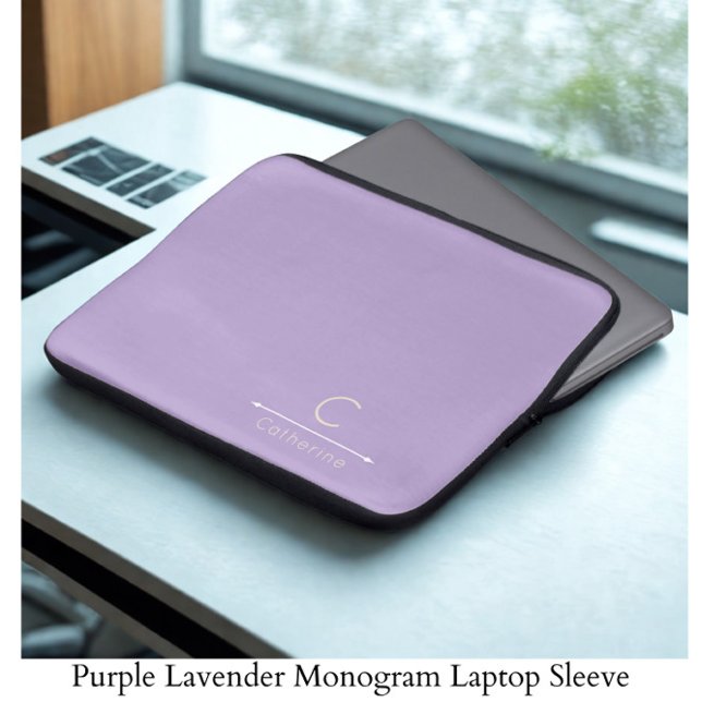 Elegant Lavender Monogram Laptop Sleeve (Creator Uploaded)
