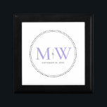 Elegant Lavender Monogram Wedding Gift Box<br><div class="desc">Elegant Lavender Monogram with Black Milgrain border. The dotted border is reminiscent of milgrain,  which is a jewellery-detailing technique often used for engagement and wedding rings. The milgrain border adds both a modern and elegant style to this monogrammed keepsake gift box.</div>