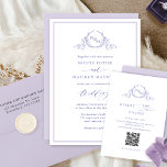 Elegant Lavender Monogram Wedding Invitation<br><div class="desc">Delight your guests with this beautiful wedding invitation with exquisite hand drawn botanical monogram and modern hand written calligraphy details. Ability to change "together with their parents" introduction to "together with their families", "together with great joy" or "together with great pleasure". Front with delicate lavender frame. Back in same lavender...</div>