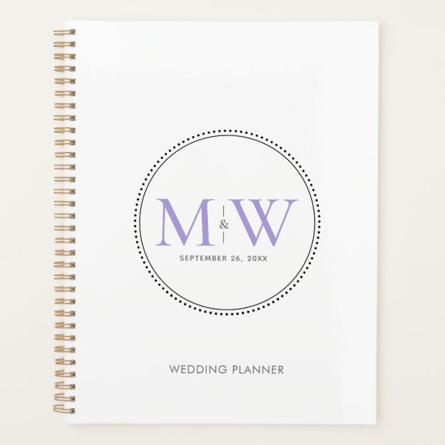 Elegant Lavender Monogram Wedding Planner (Front)