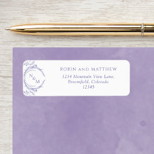 Elegant Lavender Monogram Wedding Return Address
