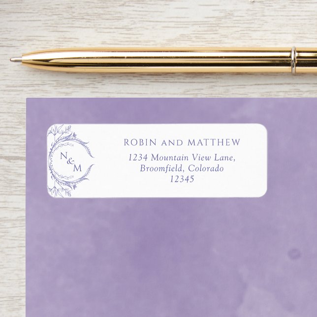Elegant Lavender Monogram Wedding Return Address (Creator Uploaded)