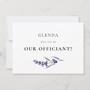 Elegant Lavender Officiant Proposal Card