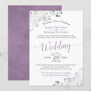 Elegant Lavender on White Wedding Livestream Invitation
