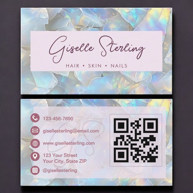 Elegant Lavender Opal QR Code Professional Business Card (Creator Uploaded)