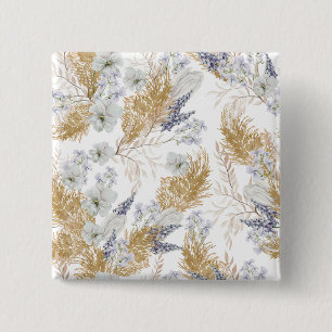 Elegant Lavender & Pampas Watercolor Floral 15 Cm Square Badge