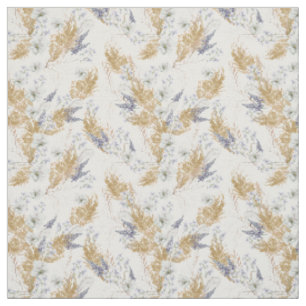 Elegant Lavender & Pampas Watercolor Floral Fabric
