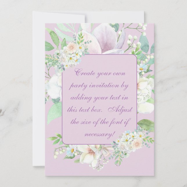 Elegant Lavender  Pastel Floral Invitation  (Front)
