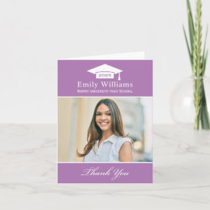 Elegant Lavender Personalised Graduation Photo Thank You Card