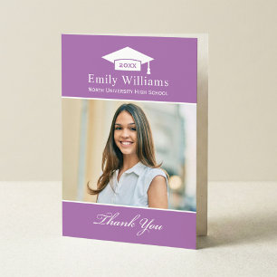 Elegant Lavender Personalised Graduation Photo Thank You Card