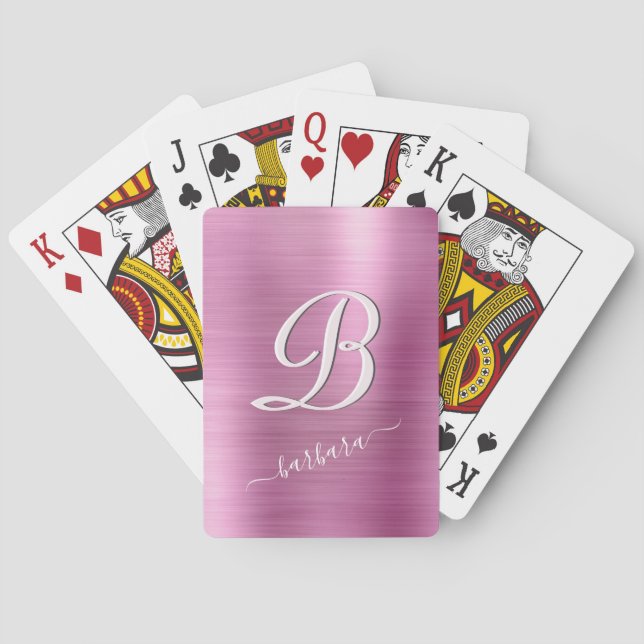 Elegant Lavender Pink Monogram Name Playing Cards (Back)