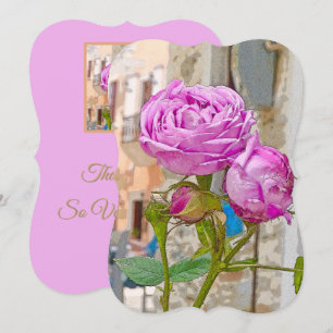 Elegant Lavender-Pink Roses/Old-Fashioned Look Thank You Card