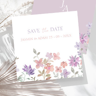 Elegant Lavender Pink Wildflower Wedding Save The Date